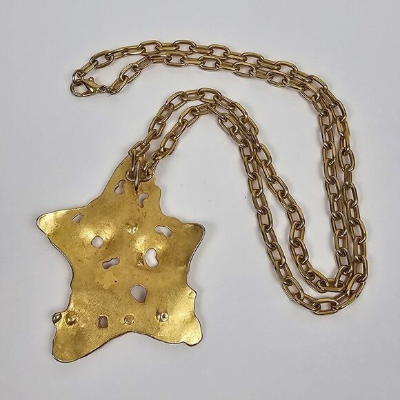 FO Fernando Originals Cream Enamel Star Pendant Necklace Abstract Haute Couture - Picture 7 of 15